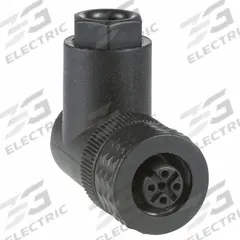 TELEMECANIQUE Internal Thread Connector: Pin, M12, IP67, 90° Angle, Plastic, 4 Pins (MPN XZCC12FCP40B). Key specifications — Connector Body Type: Pin; Brand: TELEMECANIQUE SENSORS; Thread Size: M12; Mounting Type: Female Threaded; IP Rating: IP67; Housing Material: Plastic; Connector Orientation: 90° Angle; Connection Type: Cable.