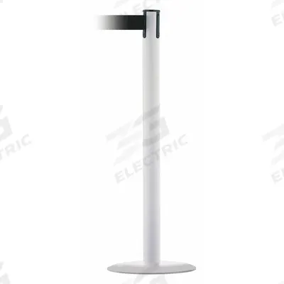 TENSABARRIER Barrier Post with Belt: Black, No Pattern, No Legend, 13 ft Belt Lg - Solid-Color Retractable Belt Post Barriers
