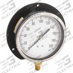 APPROVED VENDOR Industrial Pressure Gauge: U-Clamp, 0 psi to 200 psi, 4 1/2 in Dial, 1/4 in NPT Male (MPN 18C768). Key specifications — Accuracy: ±1.0%; Brand: APPROVED VENDOR; Vibration Resistance Properties: None; Gauge Wetted Parts: Copper.