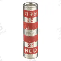 THOMAS & BETTS Open Barrel Splice: 8 AWG Wire Size, Red Code, 1 in, Copper Barrel, 21 Die (MPN 54504). Key specifications — Die Code: 21; Brand: THOMAS & BETTS; Color Code: Red.