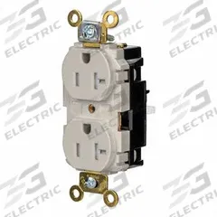 HUBBELL Receptacle: Duplex, 5-20, Light Almond, 125V AC, 20 A, 2 Pole / 3 Wire (MPN HBL5362STLATR)