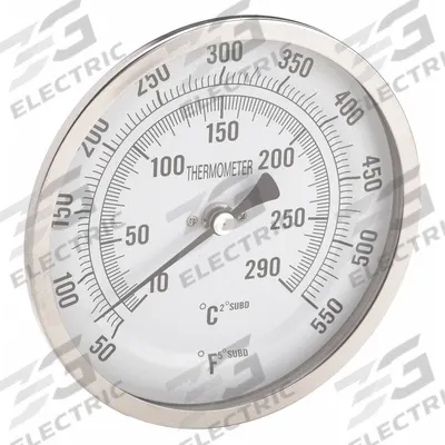 APPROVED VENDOR Dial Thermometer: 50°F to 550°F /10°C to 290°C, 2.5 in Stem Lg - Back-Mount Fixed-Angle Thread-Mount Dial Thermometers