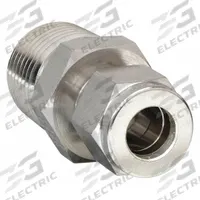 PARKER Compression Fitting Adapter: 1/4 in OD x 1/2 in Pipe Fitting Size, Compression x MNPT (MPN 4MSC8N-316). Key specifications — Compatible Fitting Brands: Parker A-LOK; Brand: PARKER.