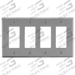 HUBBELL Wall Plate: Decorator-Rocker, 4 Gang, Gray, Std Size (MPN P264GY). Key specifications — Brand: HUBBELL; Material: Polycarbonate.