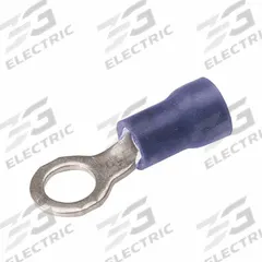 BURNDY Vinyl Ring Terminal For 16 - 14 AWG: Blue, Vinyl Insulation, 3/8 in Stud Size, 600 V (MPN TP1438). Key specifications — attr1308027: BURNDY; attr1356587: Funnel Entry.