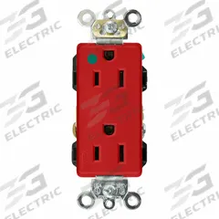 LEVITON Plugs and Receptacles: Duplex, 5-15, Red, 125V AC, 15 A, 2 Pole / 3 Wire (MPN 16262-HGR)