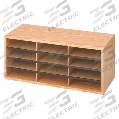 SAFCO Literature Organizer: Medium Oak, 12 Compartments, Includes Label Holders - Literature Sorters