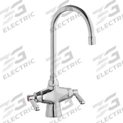 CHICAGO FAUCETS Gooseneck Kitchen Faucet: Single-Post, Deck, Cast Brass - Single-Post Bar Sink Faucets