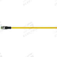 Cordset: M12 Male Straight X Bare Wire, 4 Pins, Yellow, PVC, 3 m Cable Lg, 4 A Max Current (A) (MPN 7000-12021-0140300). Key specifications — Cable Jacket Color: Yellow; End 1 Gender: Male; End 1 Mounting Orientation: Straight; End 2 Connection Type: Bare Wire; IP Rating: IP66K; Brand: MURRELEKTRONIK; Wire Size: 22 AWG; Cable Jacket Material: PVC.