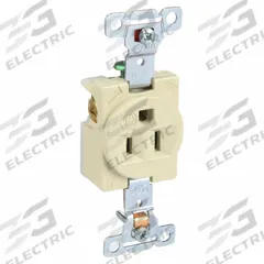BRYANT Receptacle: Single, 5-15, Ivory, 125V AC, 15 A, 2 Pole / 3 Wire (MPN 5261I)