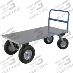 LITTLE GIANT Platform Truck: 2,500 lb, 72 in L x 30 in W x 21 in H Deck, Solid, 12 ga Deck, Rubber (MPN BB3072B). Key specifications — Side Panel Type: No Side Panels; Brand: LITTLE GIANT; Color: Gray; Caster/Wheel Configuration: (2) Swivel.