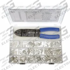 GRAINGER Wire Terminal Kit: 271 Pieces, 22 AWG – 10 AWG Wire Sizes, All-in-One Terminal Tool (MPN 24C973). Key specifications — Manufacturer Part Number: 24C973; Brand: GRAINGER; Includes: (1) 24C969 Crimping Tool; Tool Included: All-in-One Terminal Tool.