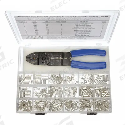GRAINGER Wire Terminal Kit: 271 Pieces, 22 AWG – 10 AWG Wire Sizes - Mixed Wire Connector & Terminal Sets