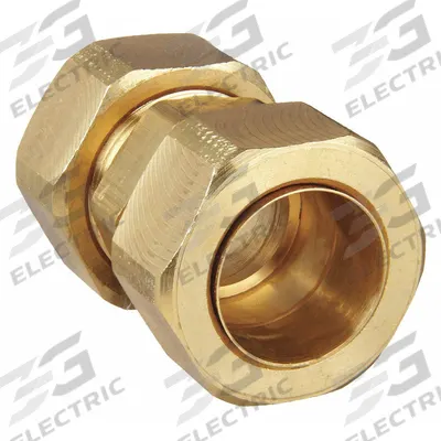 PARKER Compression Fitting Union: 7/8 in OD x 7/8 in OD Fitting Size, Brass - Self-Aligning Brass Compression Fittings