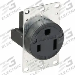 HUBBELL Receptacle: Single, 5-50, Black, 125V AC, 50 A, 2 Pole / 3 Wire (MPN HBL9360)