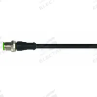 Cordset: M12 Male Straight X Bare Wire, 5 Pins, Black, PVC, 0.6 m Cable Lg, 4 A Max Current (A) (MPN 7000-12041-6150060). Key specifications — Cable Jacket Color: Black; End 1 Gender: Male; End 1 Mounting Orientation: Straight; End 2 Connection Type: Bare Wire; IP Rating: IP65; Brand: MURRELEKTRONIK; Wire Size: 22 AWG; Cable Jacket Material: PVC.