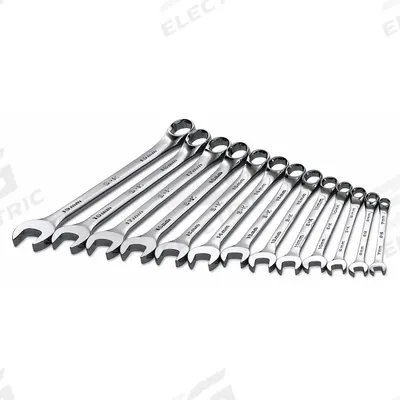 SK PROFESSIONAL TOOLS Combination Wrench Set: Alloy Steel, Chrome, 13 Tools - Metric 6-Point Combination Wrench Sets