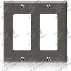 LEVITON Wall Plate: Decorator-Rocker, 2 Gang, Silver, Std Size (MPN 84409-A40). Key specifications — Brand: LEVITON; Material: Stainless Steel.