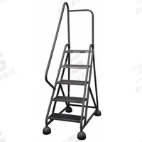 COTTERMAN Rolling Ladder: 3.8 ft Platform Ht, Partially Assembled, Steel, Wt-Actuated Auto-Lock (MPN ST-502 A2 C7 P5). Key specifications — Includes Handrails: Handrails Included; Material: Steel; Brand: COTTERMAN; Color: Black.