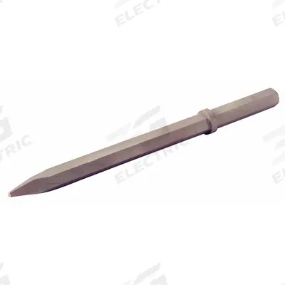 AMPCO Chisel: 1.125 in Shank Size, Hex, Round, 21 in Overall Lg - Moil Point Chisels for Breakers & Demolition Hammers