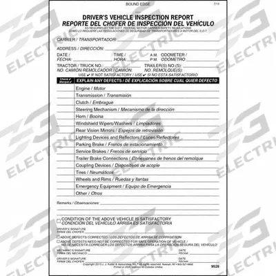 JJ KELLER Simplified Vehicle Inspection Form: Carbonless, Driver Vehicle Inspection Report - All-Type Vehicle Inspection Forms