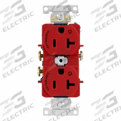 LEVITON Duplex Receptacle/Oultet, 20 Amp: Duplex, 5-20, Red, 125V AC, 20 A, 2 Pole / 3 Wire (MPN 5362-S2R)