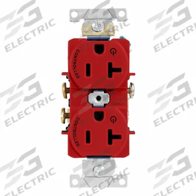 LEVITON Duplex Receptacle/Oultet, 20 Amp: Duplex, 5-20, Red, 125V AC, 20 A - General Purpose Receptacles