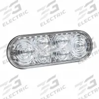 GROTE Strobe Light: Strobe, Blue, 2 5/16 in Overall Wd, 11/16 in Overall Ht, LED, 12 to 24V DC (MPN 78195). Key specifications — Operating Voltage: 12 to 24V DC; Number of Flash Patterns: 12; Electrical Connection: Blunt Cut Wires; Mount Type: Grommet; Brand: GROTE; Shape: Oval.