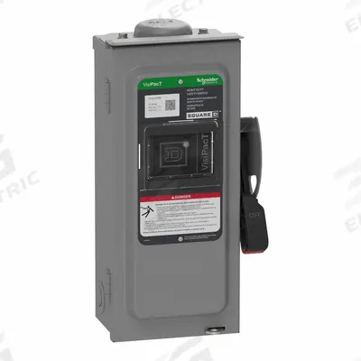 SCHNEIDER Safety Switch: Fusible, 30 A, Three Phase, 240V AC, Galvanized Steel - Fusible Safety Switches
