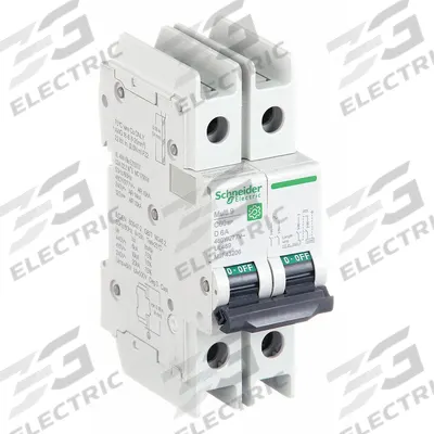 SCHNEIDER ELECTRIC IEC Miniature Circuit Breaker: 6 A Amps, 14kA at 120/240V AC, Screw Clamp - D-Curve, 2-Pole UL489 DIN Rail-Mount Miniature Circuit Breakers