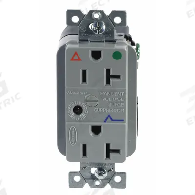 HUBBELL Receptacle: Hospital Grade Fed. Spec., Duplex, 5-20R, Gray, 125V AC, 20 A - General Purpose Receptacles
