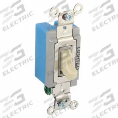 BRYANT Wall Switch: Toggle Switch, Single Pole, Maintained, Ivory, 120/277V AC, 15 A (MPN 4801GLI). Key specifications — Illuminated: Yes; Voltage Rating: 120/277V AC.