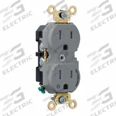 LEVITON Duplex Receptacle Outlet: Duplex, 5-20, Gray, 125V AC, 20 A, 2 Pole / 3 Wire (MPN 5362-1PG)