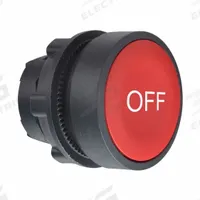 SCHNEIDER Flush Push Button: Red, 22 mm Mounting Size, Non-Metallic, Momentary (MPN ZB5AA435). Key specifications — Brand: SCHNEIDER; Action: Momentary; Legend: Off; Series: XB5; Push Button Material Type: Non-Metallic.