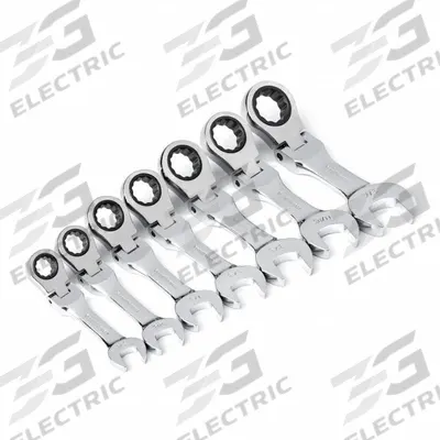 GEARWRENCH Combination Ratcheting Wrench Set: Alloy Steel, Full Polish Chrome, 7 Tools - SAE 12-Point Ratcheting Combination Wrench Sets