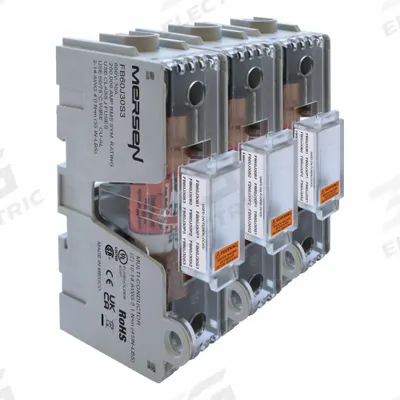 MERSEN Fuse Block: Open Block Design, 3 Pole, 600 V AC - Fuse Blocks for UL Class J Fuses
