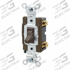 LEVITON Wall Switch: Toggle Switch, Single Pole, Maintained, Brown, 120/277V AC, 15 A (MPN 54501-2). Key specifications — Illuminated: No; Voltage Rating: 120/277V AC.