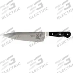 MERCER CUTLERY Chef Knife: Taper Ground Edge, 8 in Overall Lg, Steel Blade, Black Handle, Forged (MPN M23510). Key specifications — Sub-brand: Renaissance; Brand: MERCER CUTLERY; Blade Material: Steel; Blade Type: Taper Ground Edge; Forged/Stamped: Forged; Handle Color: Black; Handle Material: Glass Reinforced Polyoxymethylene; Knife Type: Chef's Knife.