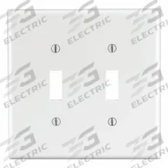LEVITON Wall Plate: Toggle, 2 Gang, White, Midsize Size (MPN PJ2-W). Key specifications — Brand: LEVITON; Material: Nylon.