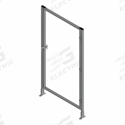 FAZTEK T-Slot Framing System Door: Stand-Alone, Gray, Left Swing, 72 in H x 39 in W x 5 1/2 in D - Clear Plastic Standalone Door Kits
