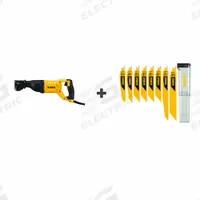 DEWALT Reciprocating Saw Kit: 12 A Current, 1 1/8 in Stroke Lg, Straight, Shoe Not Adj (MPN DWE305/DWAR8SETCS). Key specifications — attr1170485: DEWALT; attr1170490: Shoe Not Adjustable; attr1170491: Full-Size.