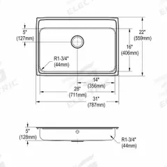 JUST MANUFACTURING Bowl Drop-In Sink: 31 in Overall Lg, 21 1/4 in Overall Wd, 5 in Bowl Dp, 1 Bowls (MPN SLFADA2131A502-J). Key specifications — Brand: JUST MANUFACTURING; Color Family: Silver/Gray.