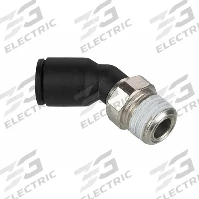 LEGRIS Push-Fit Elbow Fitting: 3/8 in Pipe x 12 mm OD Size, BSPT x Push-to-Connect - Nylon & Nickel-Plated Brass Tube Fittings