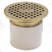 ZURN Floor Drain: 5 1/4 in Overall Dia, 5 1/4 in Grate Size, 4 in Nominal Pipe Size, Plastic, Round (MPN FD2210-PV4). Key specifications — Color: White; Brand: ZURN.