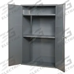 DURHAM MFG Storage Cabinet: 36 in x 24 in x 42 in, Swing Handle & Keyed, 14 ga Panel Thick, Frame (MPN 3503-95). Key specifications — attr62698: Gray; attr62736: Welded; attr87895: Frame; attr62693: Assembled; attr62737: Stationary; attr62694: Adjustable; attr62695: Powder Coated; attr62696: Steel.
