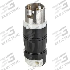 LEVITON Locking Plug: Non-NEMA, Black/White, 250V AC, 50 A, 2 Pole, 3 Blade (MPN 3763C). Key specifications — Brand: LEVITON.