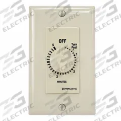 INTERMATIC Spring-Wound Timer: 5 min Max, SPST, 277V AC, No Wall Plate Included, Ivory (MPN FD5M). Key specifications — Brand: INTERMATIC; Includes Hold: No Hold Included.