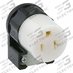 LEVITON Straight Blade Connector: 5-20R, 125V AC, 20 A, 2 Pole, 3 Wire, Black/White (MPN 5369-CA)