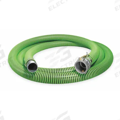CONTINENTAL Water Suction and Discharge Hose: 2 in Hose Inside Dia., 50 psi, Black/Green - Thermoplastic Rubber Water Suction & Discharge Hose Assemblies with Polyethylene Helix Reinforcement