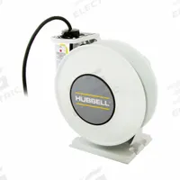 HUBBELL WIRING DEVICE-KELLEMS Extension Cord Reel: Ratchet Lock, 80 ft Cord Lg, 12 AWG, SJO, White (MPN HBLI80124). Key specifications — Retractable Cord Ending NEMA Configuration: Bare Wire; Brand: HUBBELL WIRING DEVICE-KELLEMS.